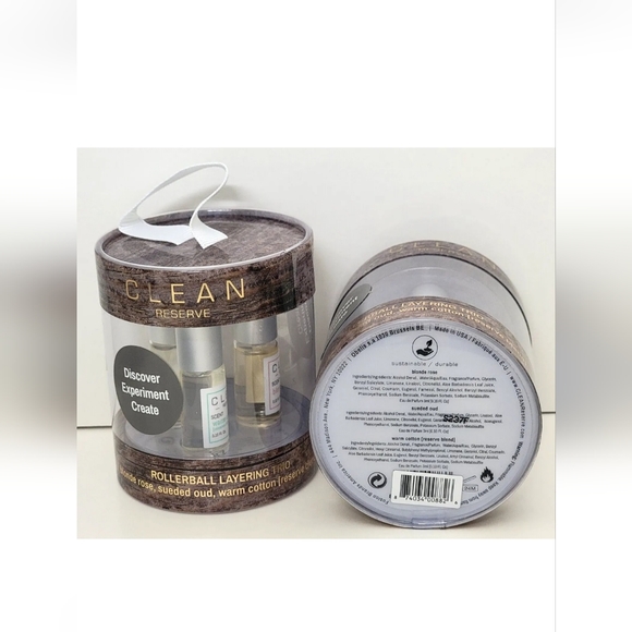 2 pk CLEAN RESERVE ROLLERBALL LAYERING TRIO blonde rose, sueded oud, warm cotton - Picture 2 of 4